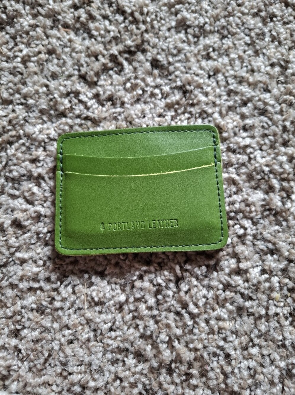 Portland Leather Green Slim Card Wallet Full Grain